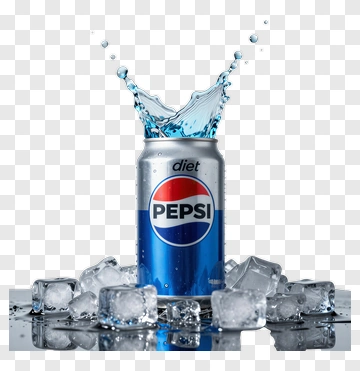 Diet Pepsi Can With Ice And Splash PNG