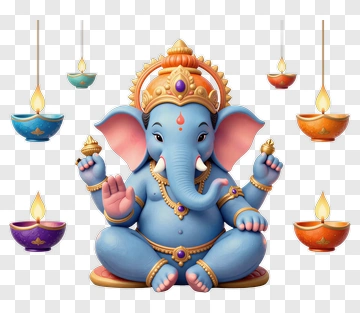 Ganesha With Diyas PNG