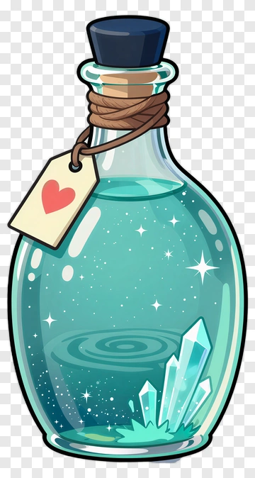 Magic Bottle With Crystal And Stars PNG