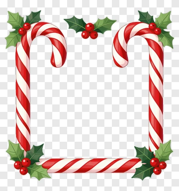Candy Cane Holiday Frame PNG