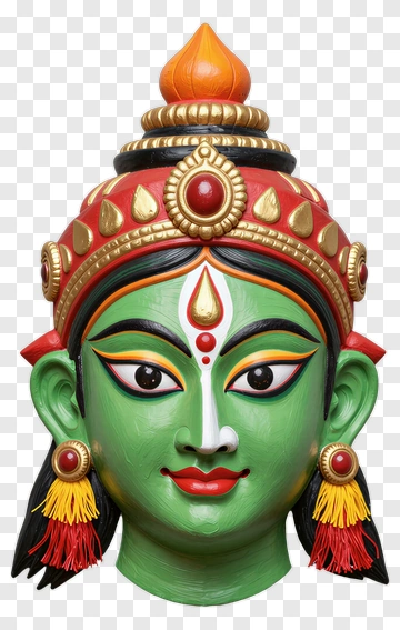Durga Mask With Ornate Headdress PNG