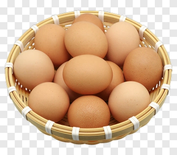 Brown Eggs In A Woven Basket PNG