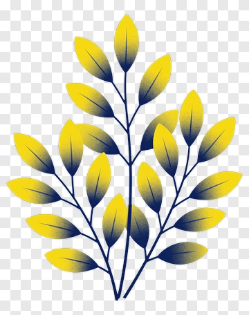 Yellow And Blue Gradient Leaves PNG