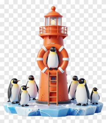 Penguin And Lighthouse PNG