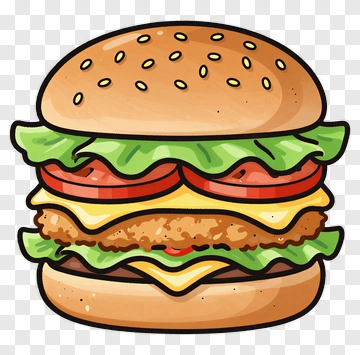 Delicious Cartoon Hamburger PNG