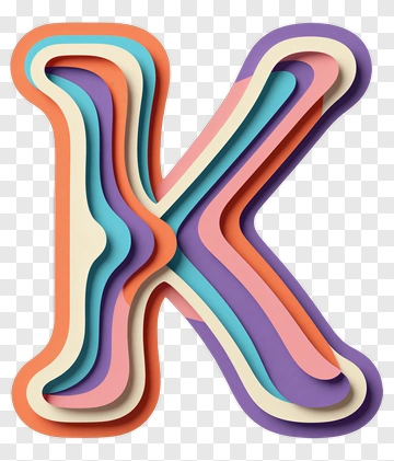 3D Letter K With Color Layers PNG