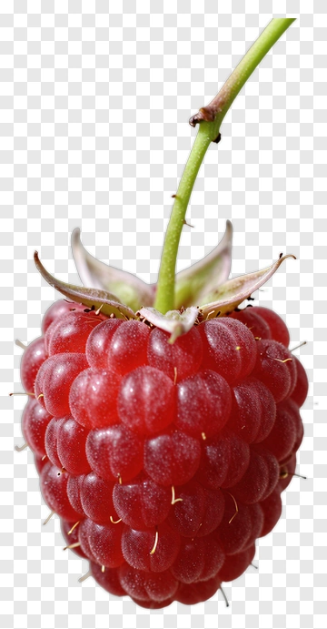 Raspberry With Stem And Calyx PNG