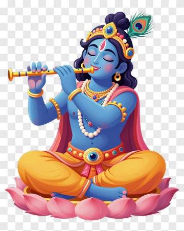 Blue Krishna Playing Flute PNG