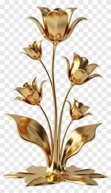 Golden Tulip Sculpture PNG