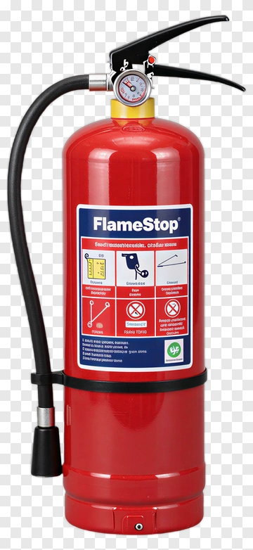 Red Fire Extinguisher With Black Hose PNG