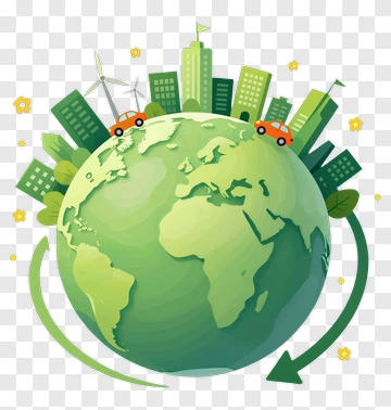 Green Earth With Sustainable Elements PNG