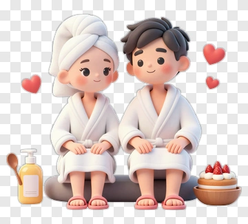 Happy Couple In Bathrobe PNG
