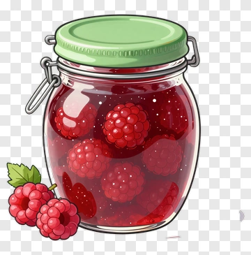 Jar Of Raspberry Jam With Fresh Berries PNG