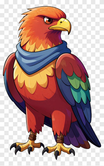 Cartoon Eagle With Scarf PNG