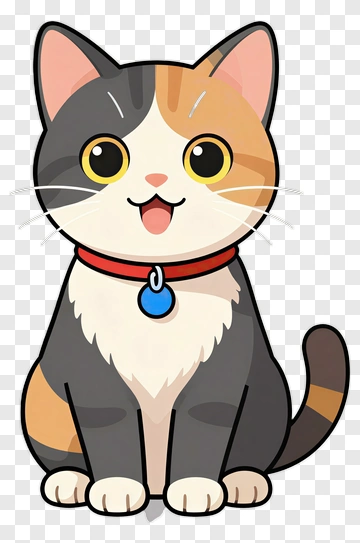 Cute Cartoon Cat With Collar PNG