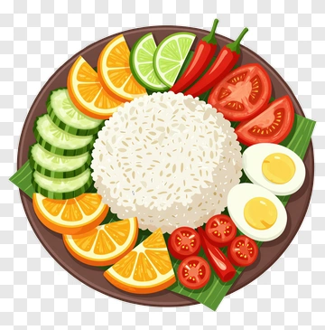 Colorful Rice Plate With Fresh Vegetables PNG