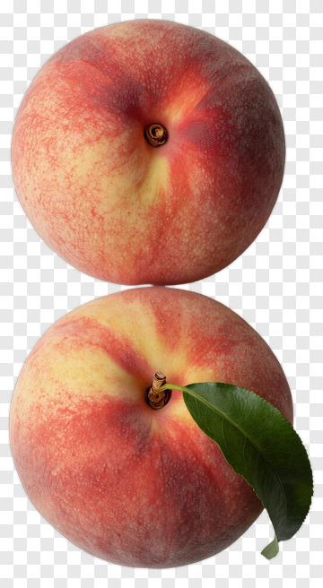 Two Ripe Peaches With A Leaf PNG