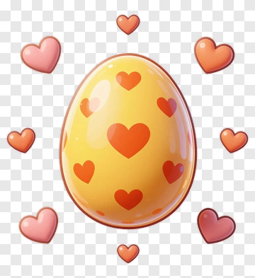 Yellow Egg With Red Hearts PNG