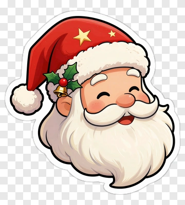 Santa Claus With Holly And Bell PNG