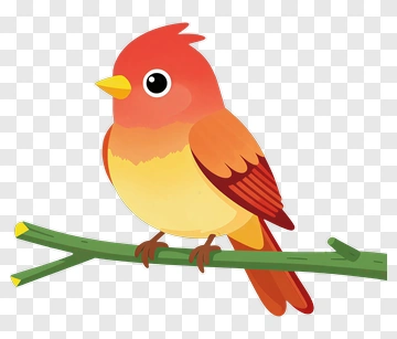 Red And Yellow Cartoon Bird PNG