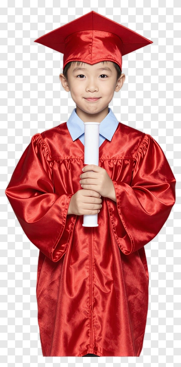 Child In Red Graduation Attire PNG