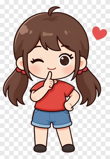 Chibi Girl Winking And Whispering PNG