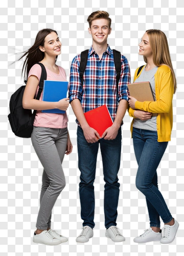 Three Smiling Students Holding Notebooks PNG