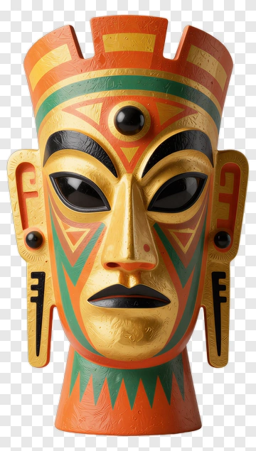Golden Mask With Geometric Design PNG