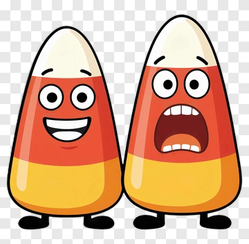 Two Cartoon Candy Corn Characters PNG