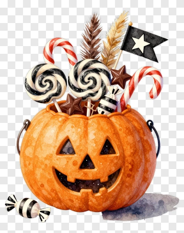 Halloween Jack-o-lantern With Candy PNG