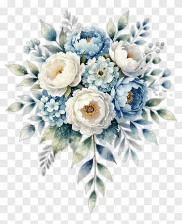 Blue And White Floral Bouquet PNG