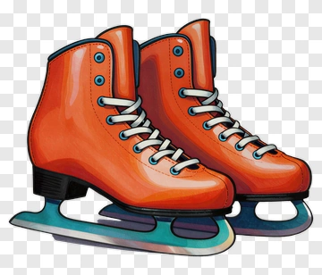 Orange Ice Skates With Blue Blades PNG