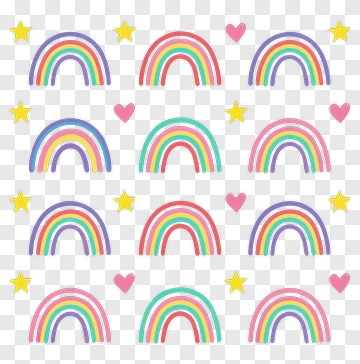 Rainbow Star Heart Pattern PNG