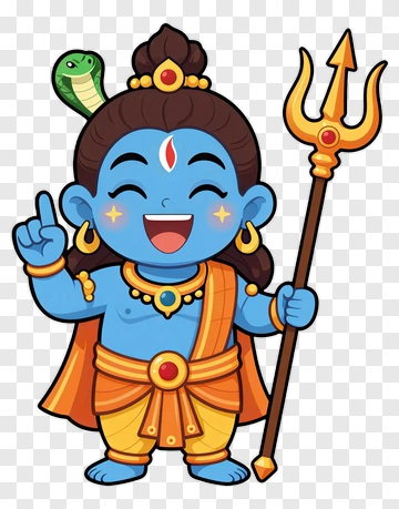 Cartoon Lord Shiva With Trident And Cobra PNG