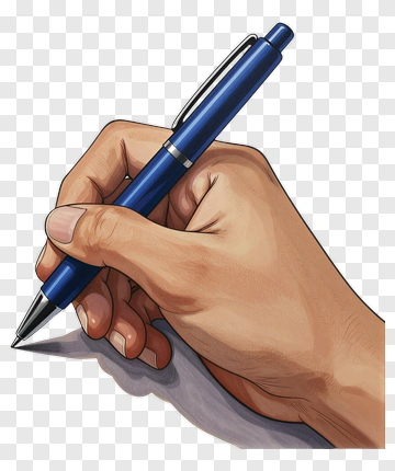 Hand Holding Blue Pen PNG