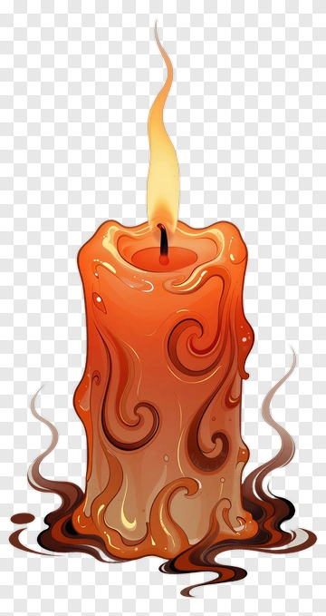Melted Candle With Flame PNG