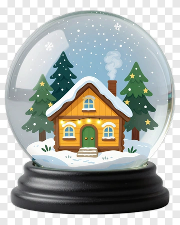 Cozy Winter House In Snow Globe PNG