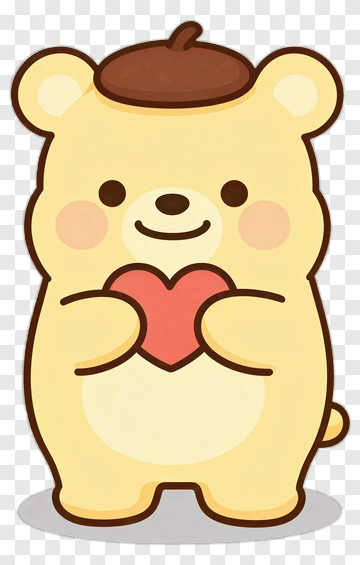 Cute Bear Holding Heart PNG