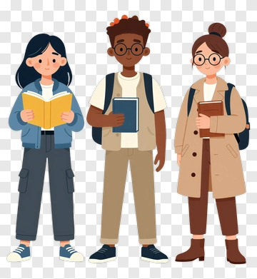 Three Students Holding Books PNG