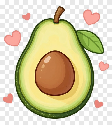 Cute Avocado With Hearts PNG
