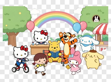 Hello Kitty And Friends In A Park PNG