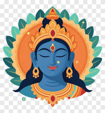 Blue Skinned Deity With Golden Adornments PNG