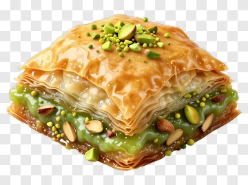 Golden Baklava With Pistachio And Almond PNG