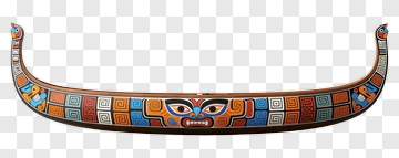 Decorative Canoe With Mask Design PNG