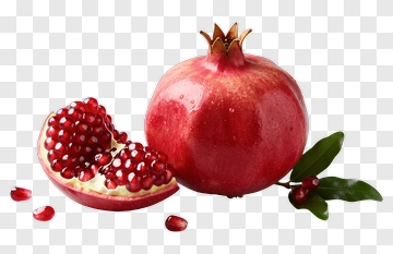 Fresh Pomegranate With Seeds And Leaf PNG