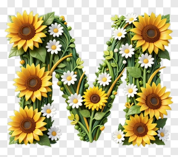 Floral Letter M Design PNG