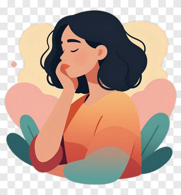 Woman Thinking With Hand On Chin PNG
