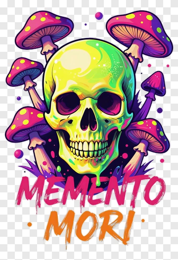 Skull With Psychedelic Mushrooms PNG