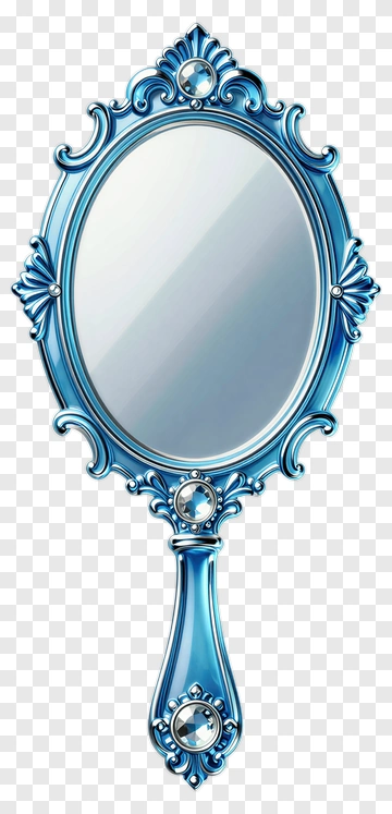 Blue Ornate Hand Mirror PNG