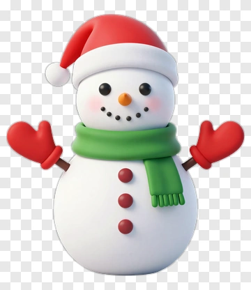 Snowman With Red Hat And Scarf PNG